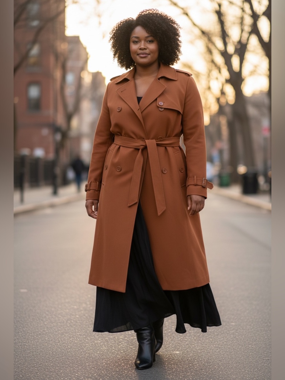 Linea by Louis Dell'Olio Double-Breasted Trench Coat in Rust